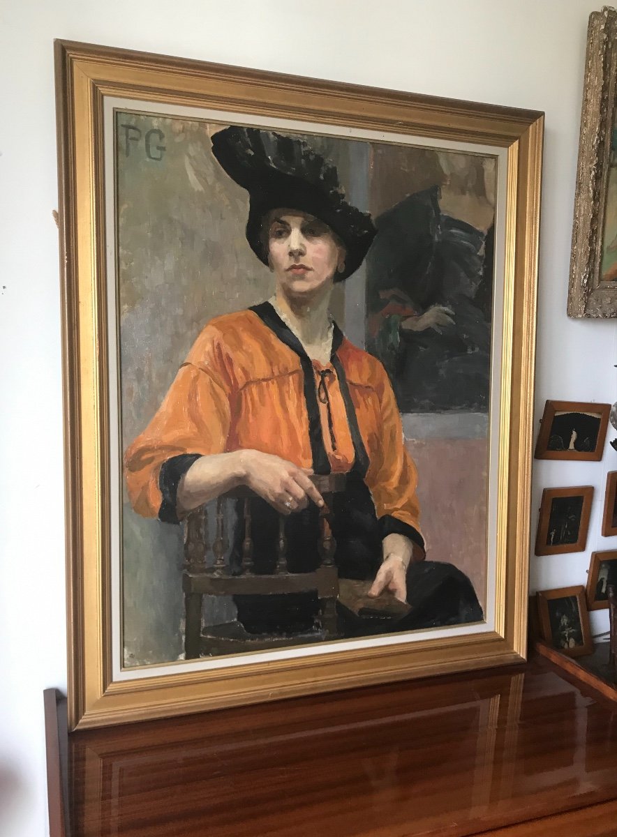 Femme élégante Au Chapeau  Fin XIX Ou Début XX Siècle Monogramme P.G-photo-4