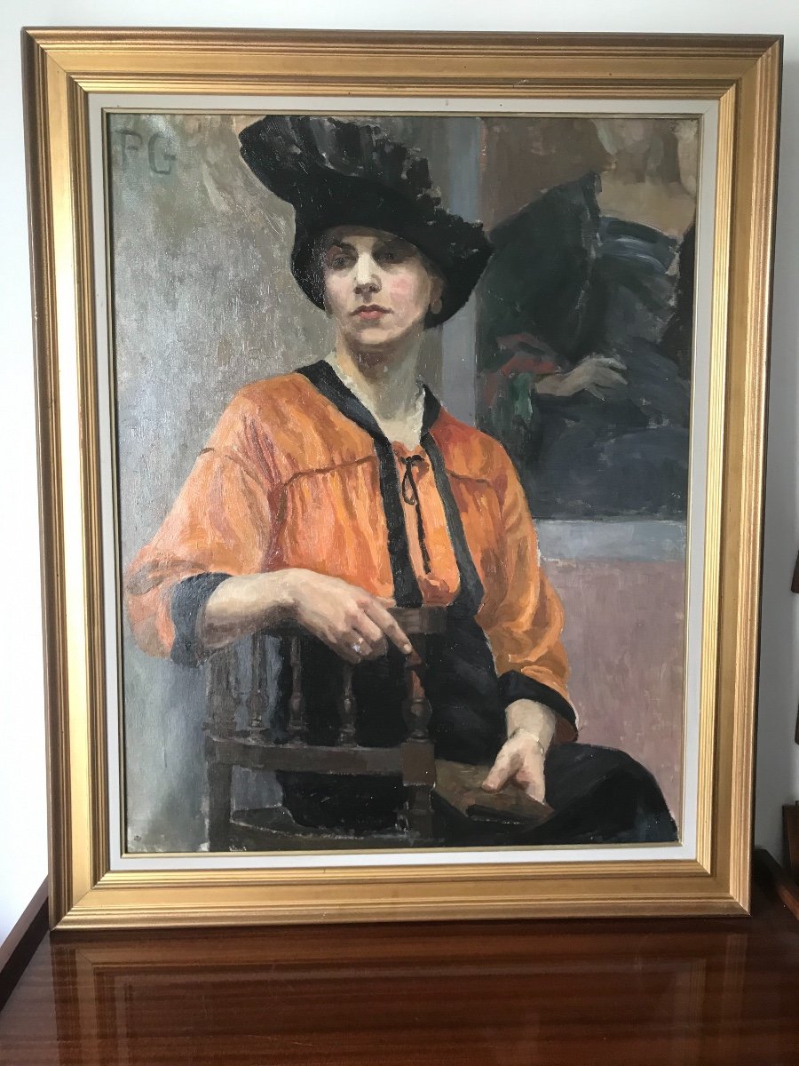 Femme élégante Au Chapeau  Fin XIX Ou Début XX Siècle Monogramme P.G-photo-2