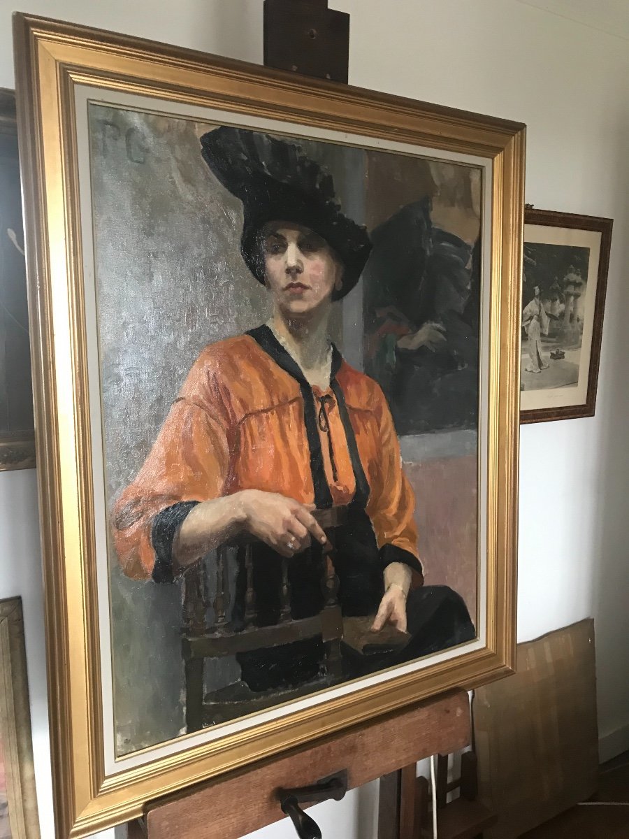 Femme élégante Au Chapeau  Fin XIX Ou Début XX Siècle Monogramme P.G-photo-6
