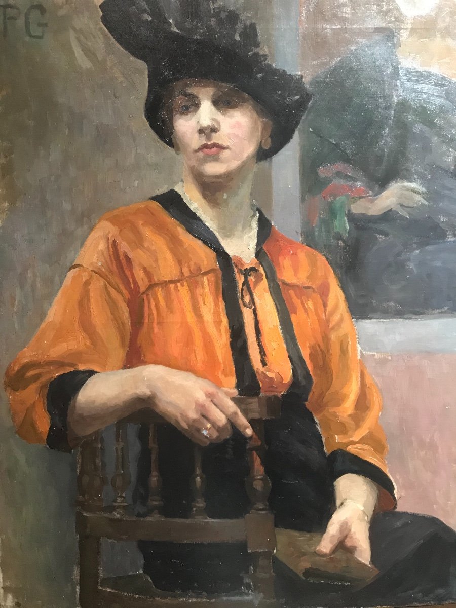 Femme élégante Au Chapeau  Fin XIX Ou Début XX Siècle Monogramme P.G