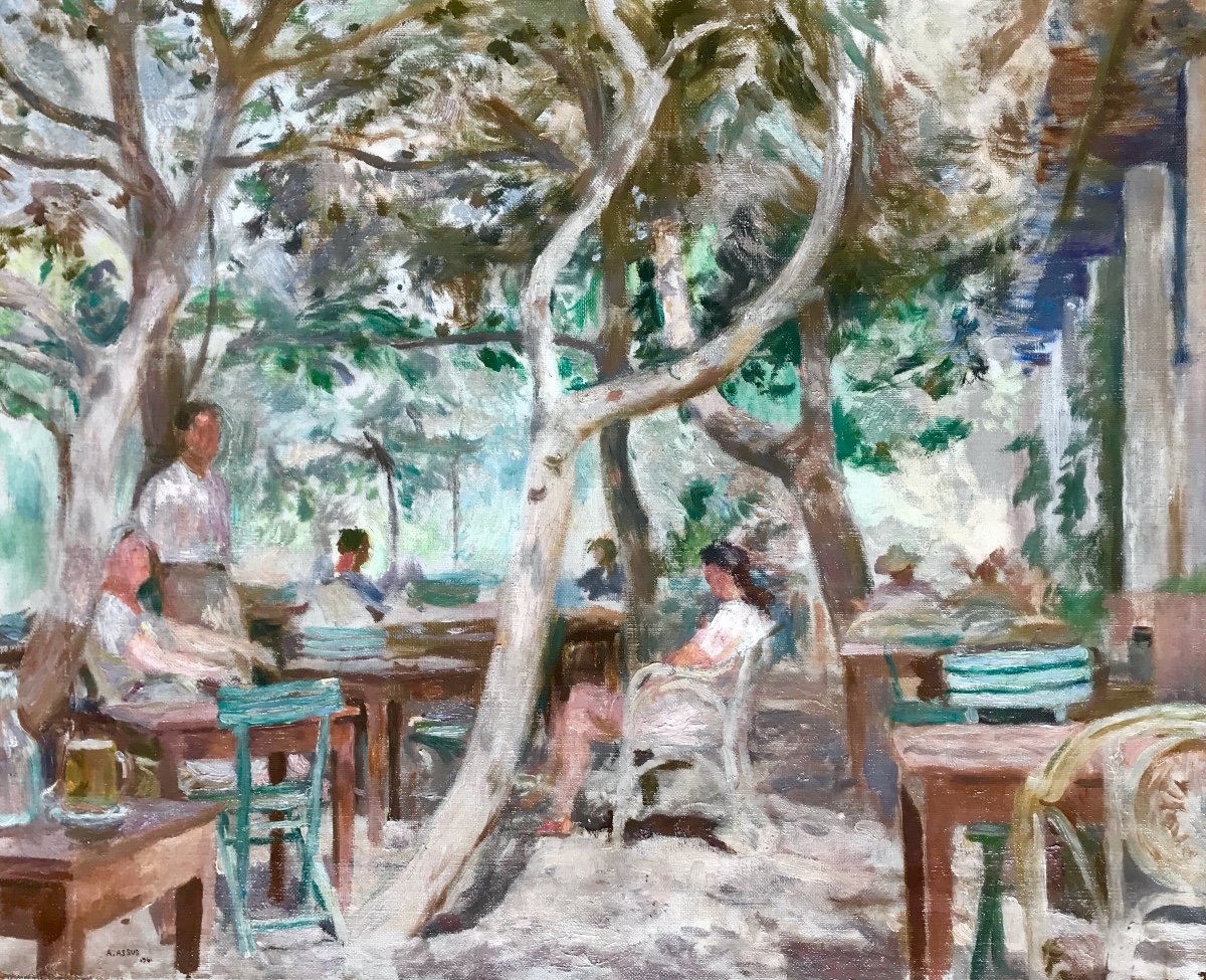Armand Assus 1892-1977 Peintre Orientaliste, Scène De Café 1941, Musée d'Alger