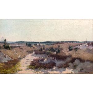 Paysage Champêtre  1893, Huile Sur Toile, Peintre à Découvrir