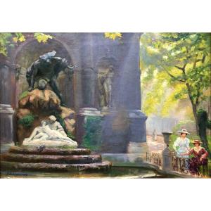 H. Debergue, La Fontaine De Médicis Au Jardin De Luxembourg 1917