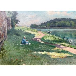 Estelle Laura Thomas (xix-xx Century) Waterside Painter, British Painter  
