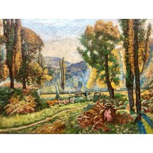 Verjot (20th Century) Summer Landscape Of The Pyrenees 1900 