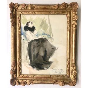 Josey Pillon (1876- ?) Seated Woman At Villa Flore 1938, Art Deco