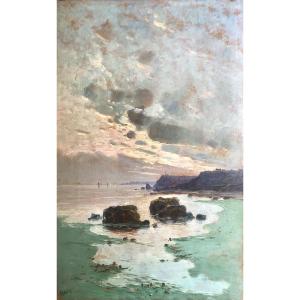 Paul Henry (1876-1958)? Brittany, Scotland? Seascape Late 19th Century, Oil On Wood
