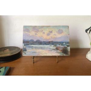 French School, Late 19th Or Early 20th Century, Seascape, Port Scene, Oil On Wood