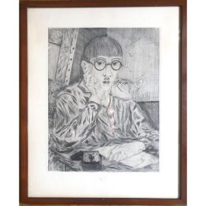 Léonard Foujita (1886-1968) Autoportrait avec chat 1926