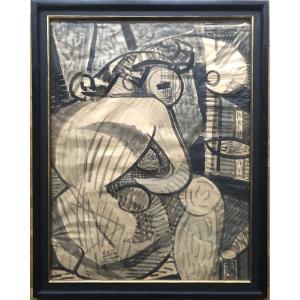 Louis Latapie (1891-1972) Femme nue cubiste, début XX siècle