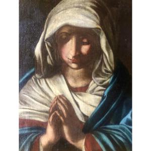 Entourage de Giovanni Battista Salvi (1609-1685) La Vierge en prière XVII siècle