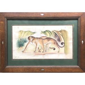 Léopards marchants, monogramme R.G, Roger Godchaud ? Art Déco