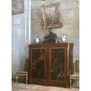 Armand De Ferrière (1876- ? ) Scène  d'Intérieur d'une maison bourgeoise début XX siècle