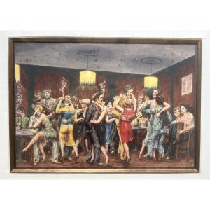 Jeannine Guillou (1909-1946) Soirée dansante, 1932, gouache sur papier 