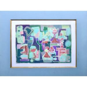 Michele Volpe (née en 1941) Composition cubiste années 1960-1970