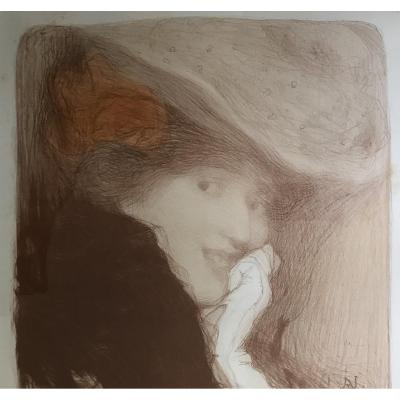 Edmond AMAN-JEAN (1858-1936) Postimpressionniste, symboliste, Art Nouveau, estampe 1900