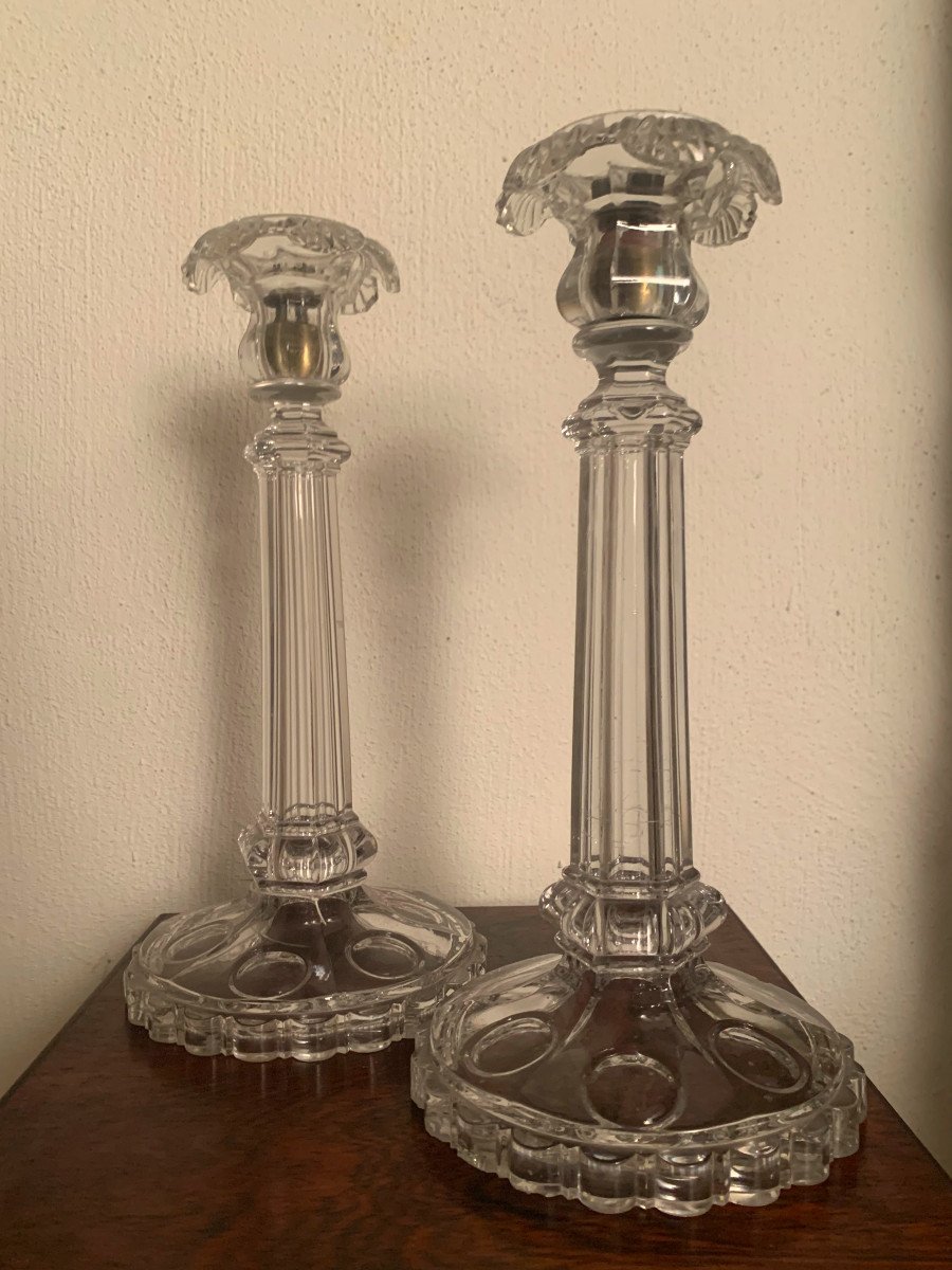 Paire De Bougeoirs En Cristal