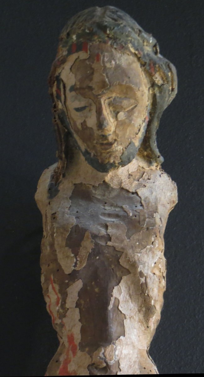 [espagne ?] Grand Christ XVIIIème En Bois Polychrome.-photo-4