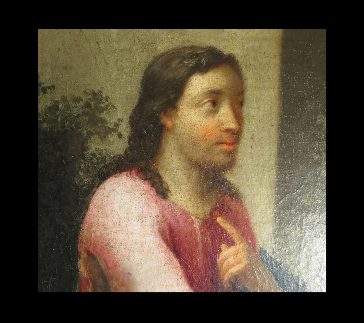 [bible Hst] Huile Sur Toile XIXème : Jésus Et La Samaritaine. 102 X 67 Cm.-photo-4