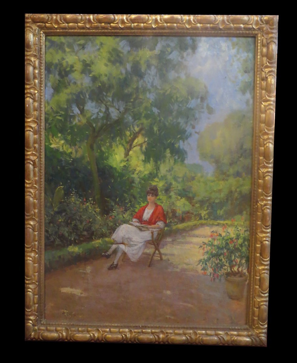 [post-impressionnisme] Delamarre De Monchaux - Grande Huile Sur Toile Signée. 112 X 83 Cm.