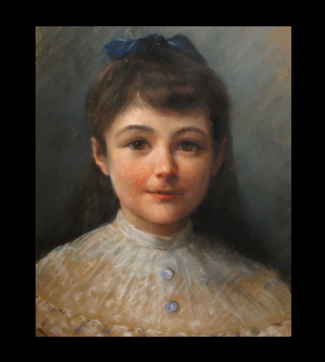 [pastel On Paper] Portrait Of A Young Girl. Circa 1900.-photo-2