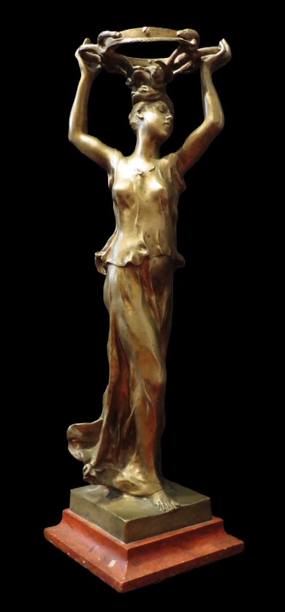 KERVEGUEN (Georges de) - La Porteuse de serpents. Bronze fin XIXème. Ht : 50cm.-photo-3