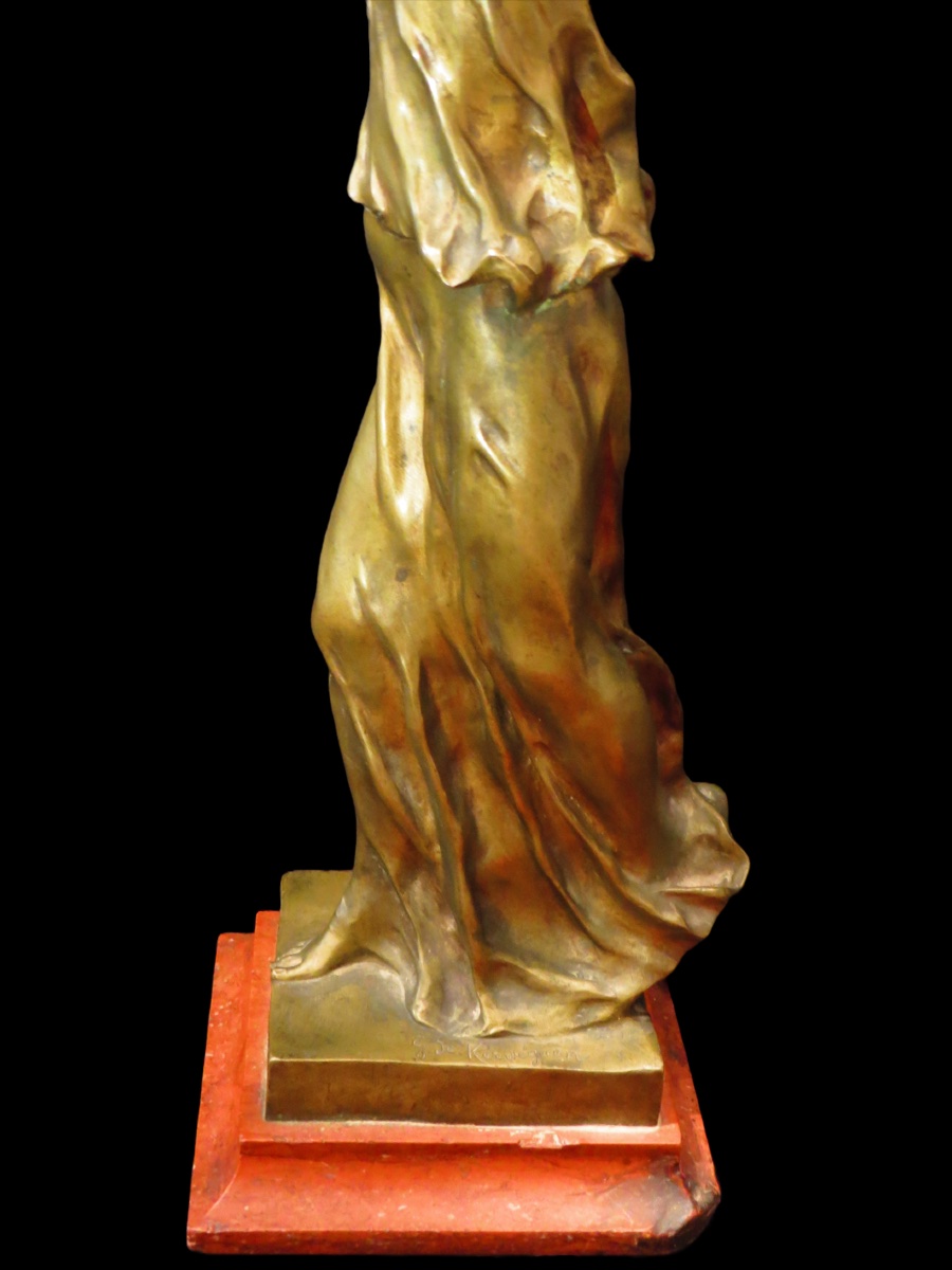 KERVEGUEN (Georges de) - La Porteuse de serpents. Bronze fin XIXème. Ht : 50cm.-photo-4