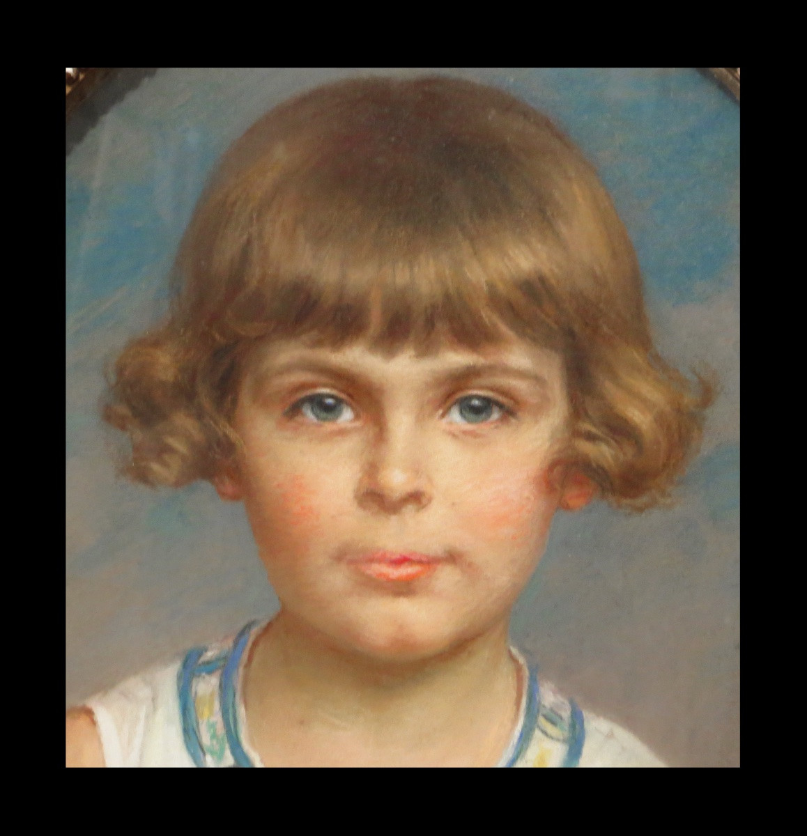 Hélène Mosticker Lavergne - Portrait Of A Young Girl. Signed Pastel.-photo-2