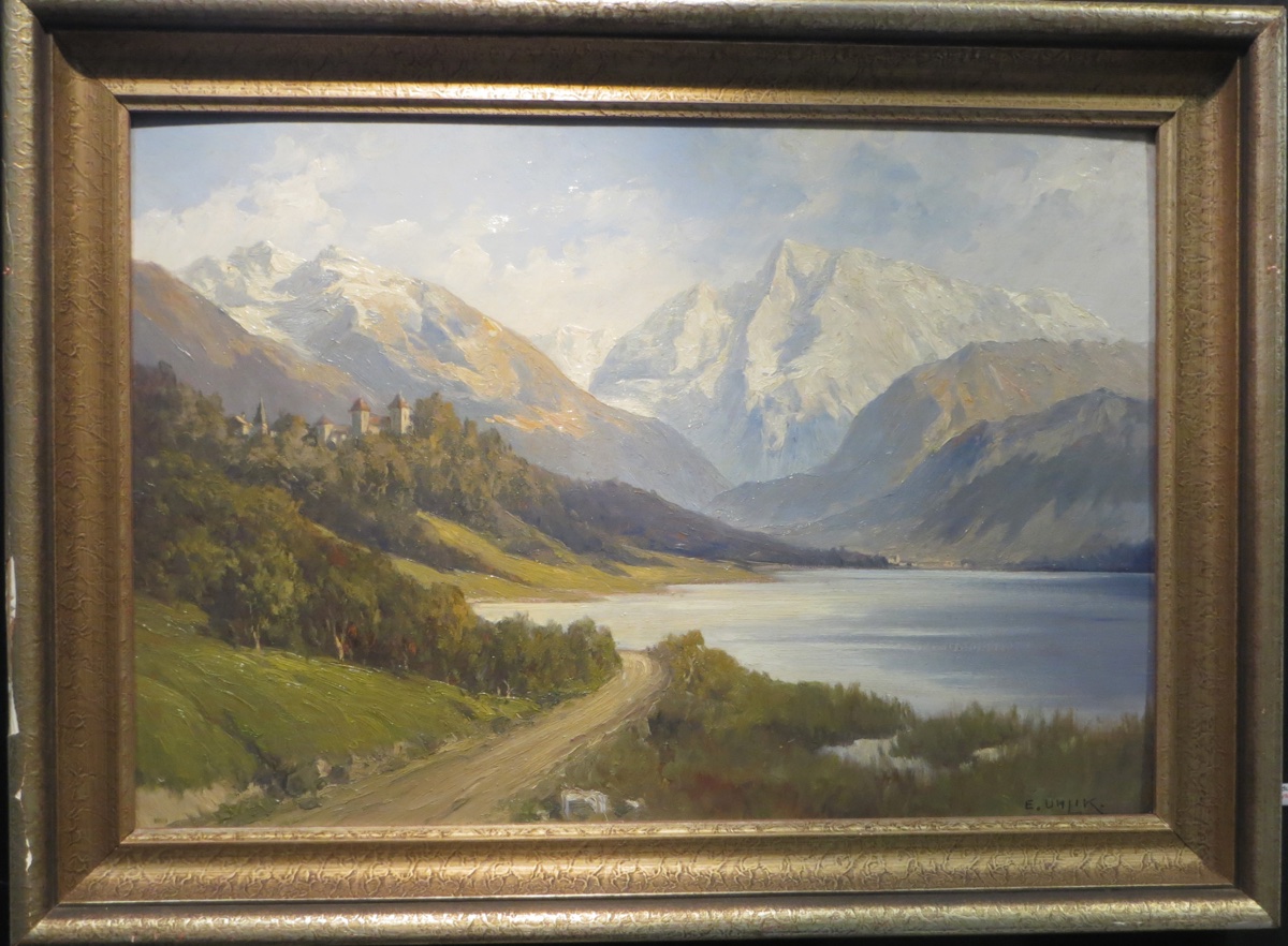 [alpine Landscape Alps Mountains Austria Austria Osterreich] Eduard Uhlik - Oil On Canvas.-photo-2