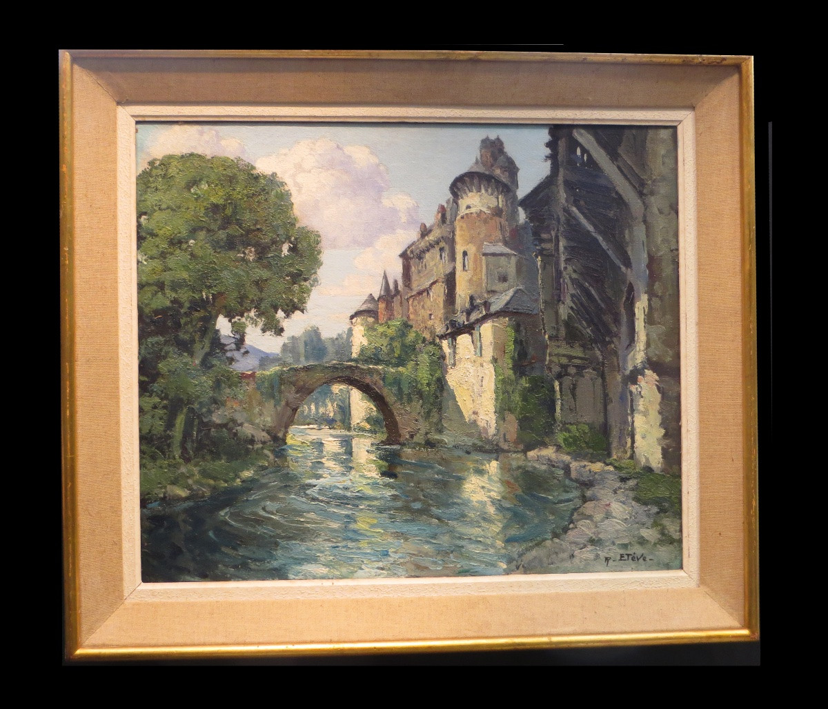 [aveyron Rodez Espalion] Félix Eteve - Oil On Canvas; Signed: La Gussane à Estaing-photo-3
