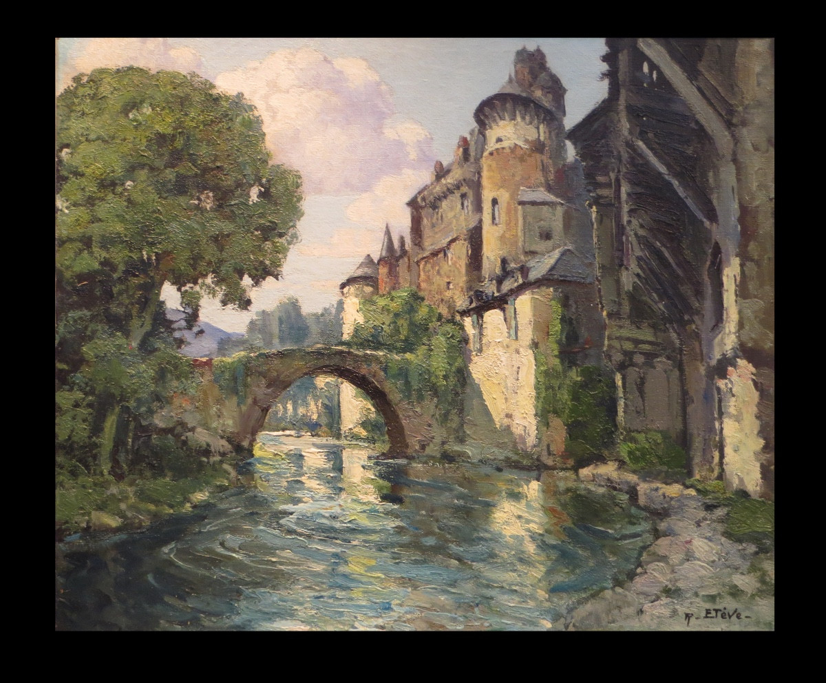 [aveyron Rodez Espalion] Félix Eteve - Oil On Canvas; Signed: La Gussane à Estaing