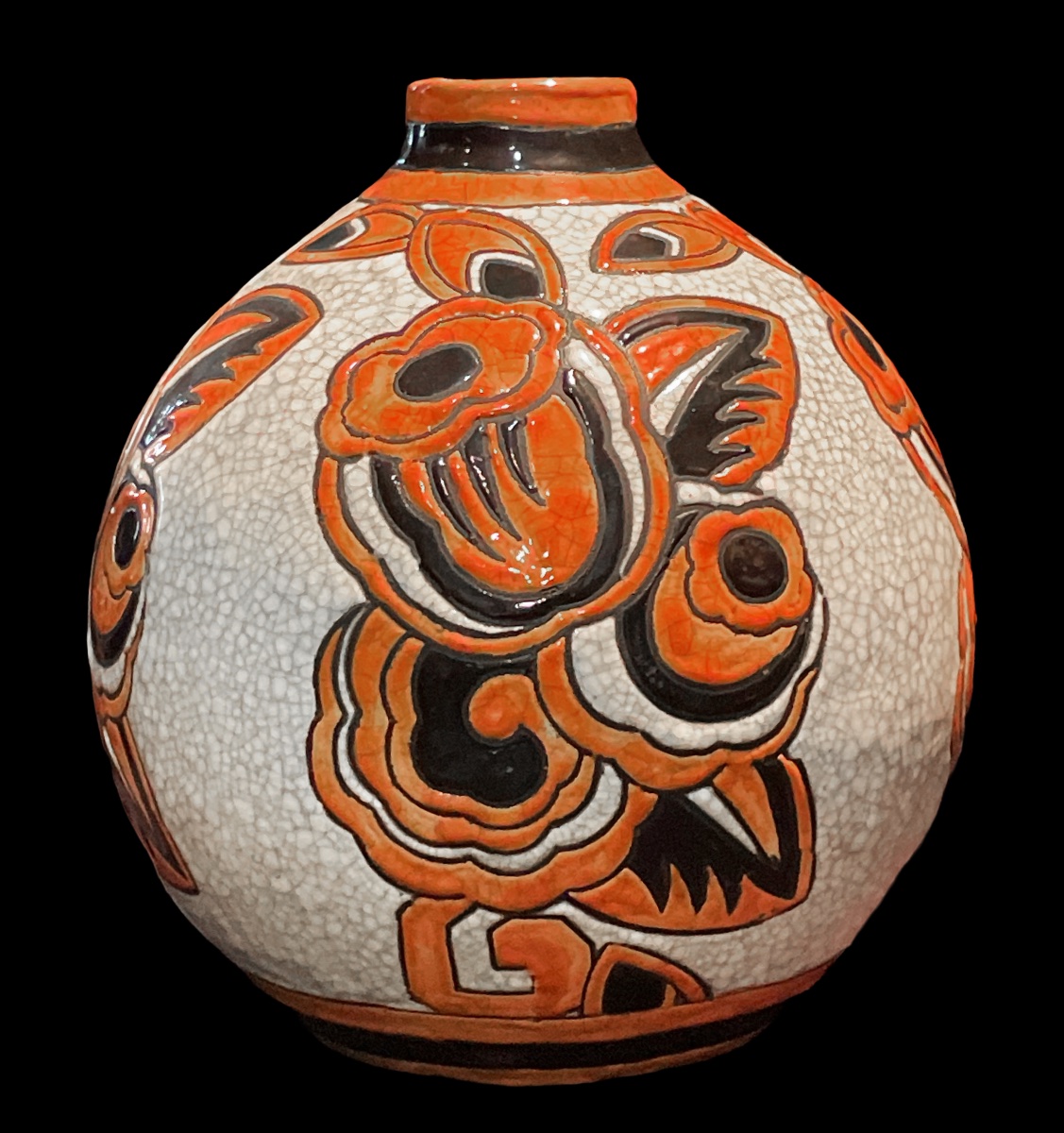 Charles Catteau / Boch Frères / Keramis - Art Deco Period. Spherical Ceramic Vase. -photo-2