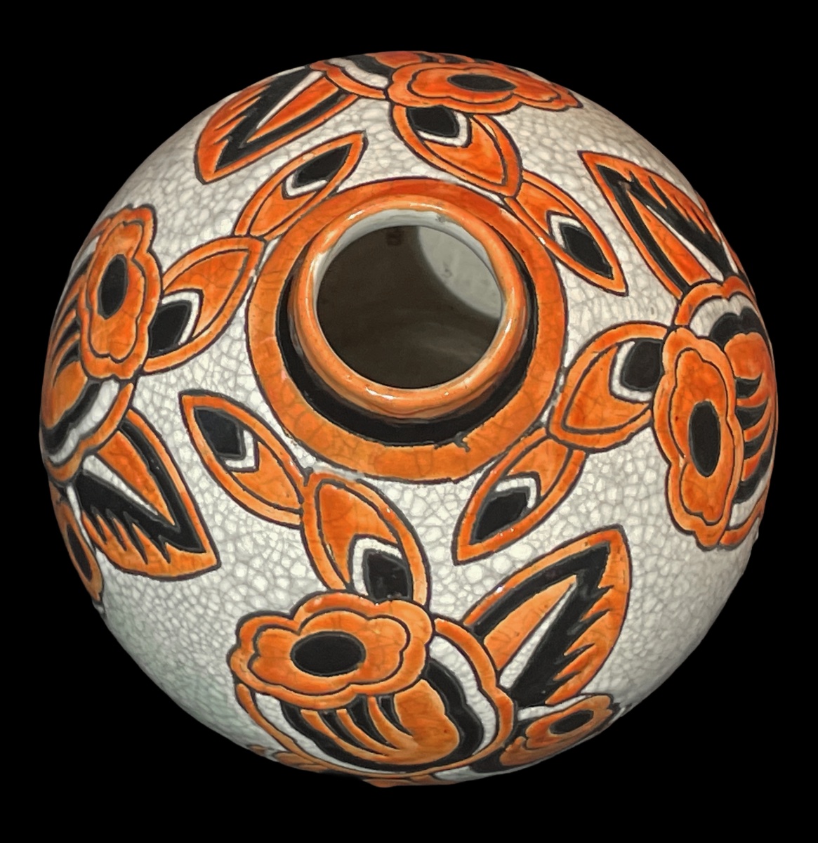 Charles Catteau / Boch Frères / Keramis - Art Deco Period. Spherical Ceramic Vase. -photo-3