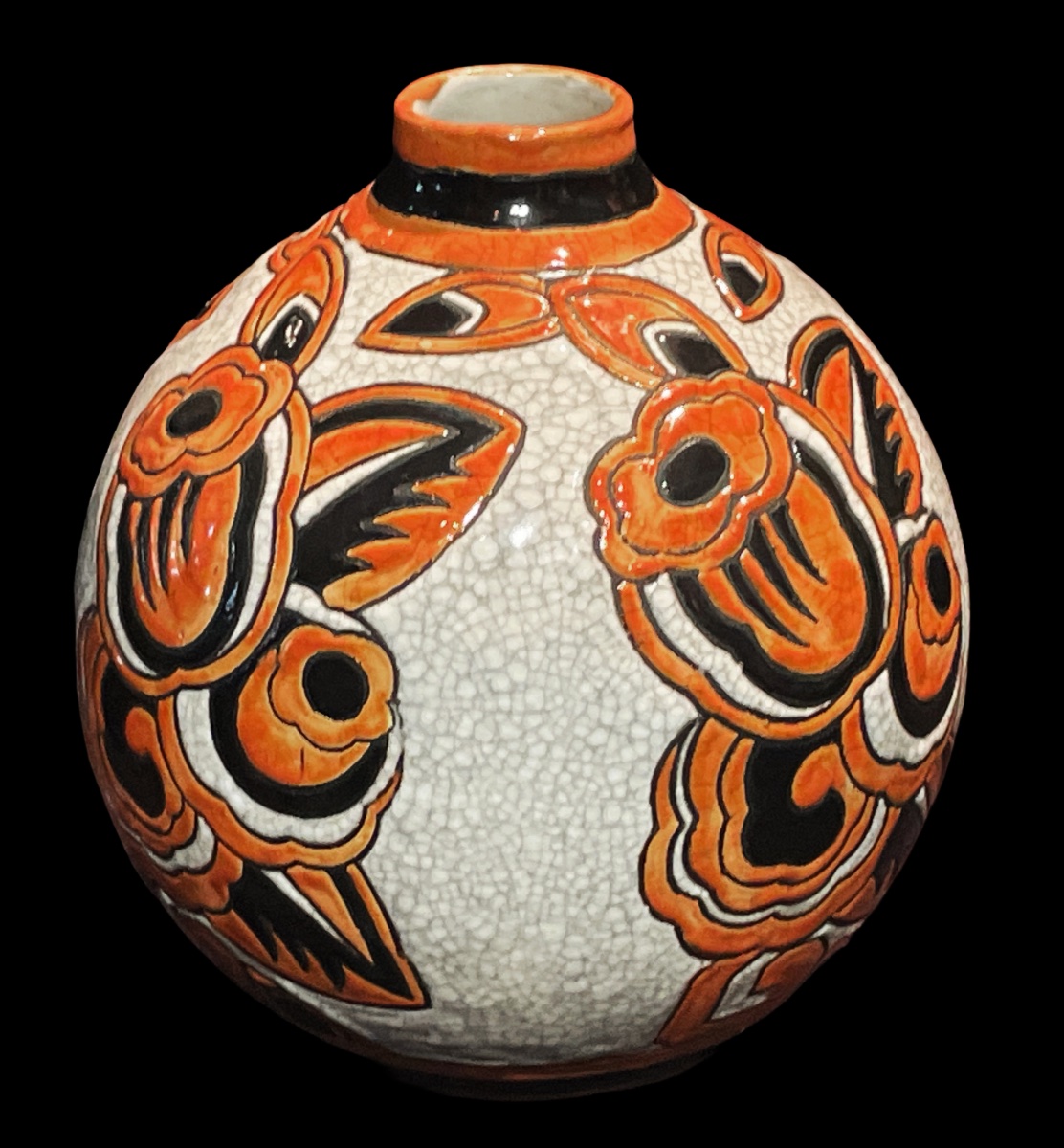 Charles Catteau / Boch Frères / Keramis - Art Deco Period. Spherical Ceramic Vase. 