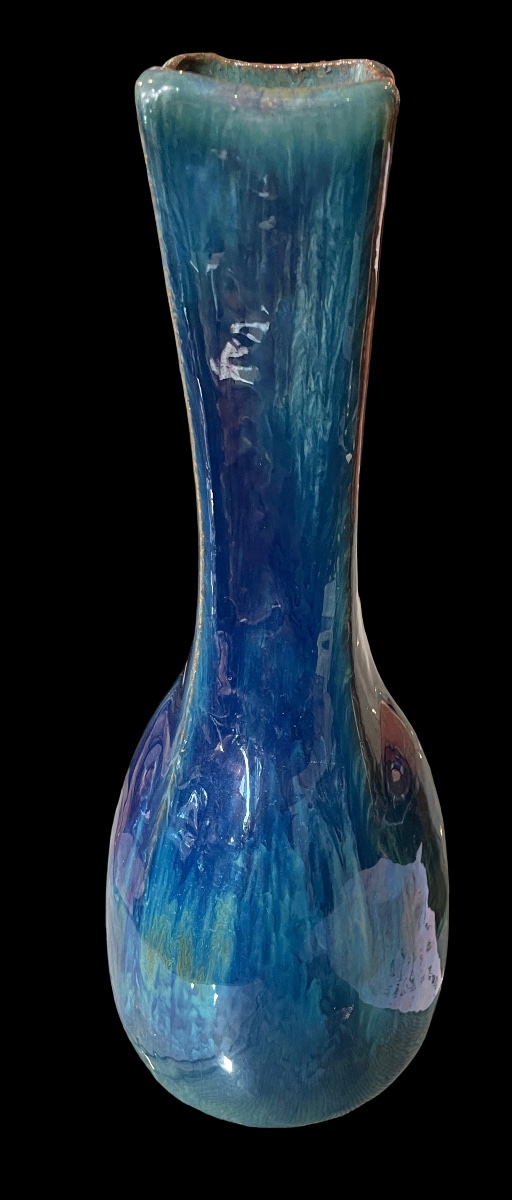 Vers 1930. Alphonse CYTERE / UNIS France à Rambervilliers. Vase en grès iridescent. Ht : 34cm.-photo-3