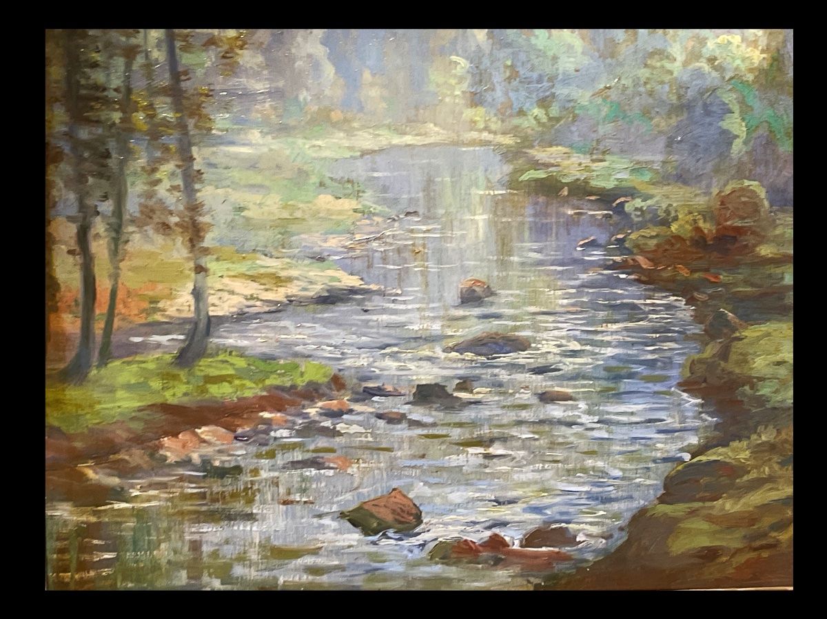 Première moitié XXème. Huile sur panneau : Vue du château de Najac (Aveyron). -photo-3