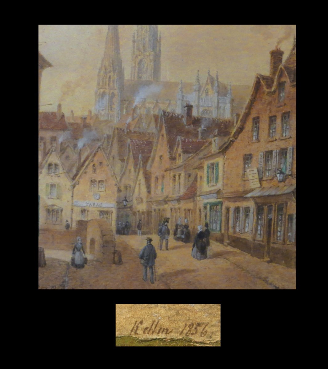 [eure-et-loir] Kellin (nicolas-joseph) - Signed Watercolor / View Of Chartres. 1856-photo-2