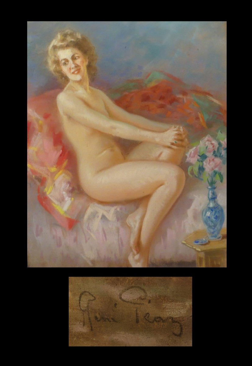 [female Nude] Pean (rené) - [pastel On Paper, Signed].-photo-2
