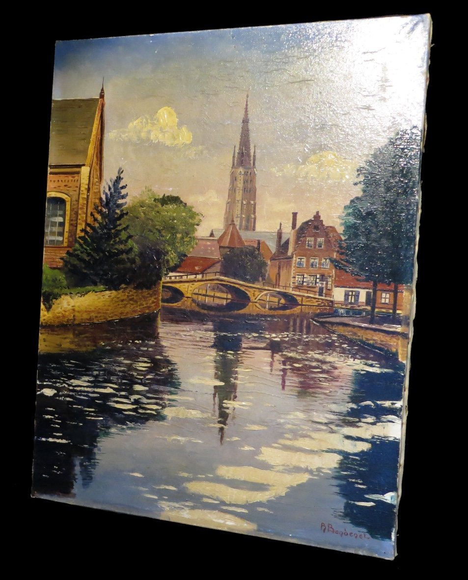 [belgium Belgie Belgium Brugge] Bondenet (rené) - Oil On Canvas / Bruges.