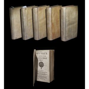 [theater Bindings Vellum] Moliere - Works. 5/5. 1681, Chez Denis Thierry. Rare.