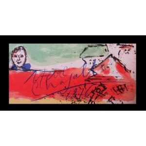 [sending Dedicace] Pieyre De Mandiargues - Marc Chagall + Signed Lithograph.