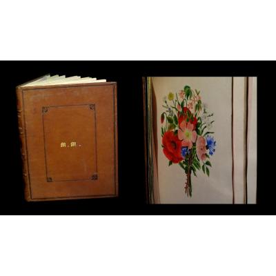 [botanique Binding] Album Of Delicates Original Drawings. 1872.