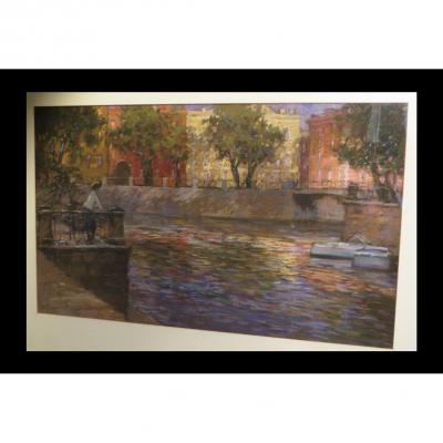 [russia Russia Saint-petersbourg] Hast Ou Khast (yakob) - Pastel Signed: Rives De La Néva.