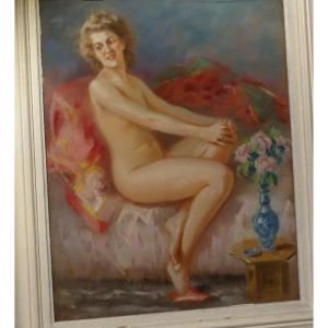 [female Nude] Pean (rené) - [pastel On Paper, Signed].