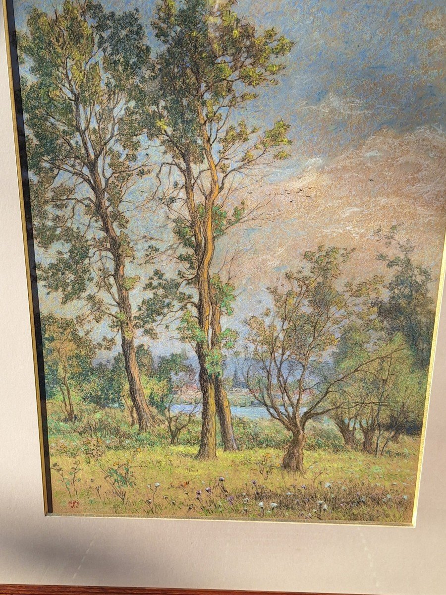 Henri Riviere     -    Très grand aquarelle   -  Bretagne