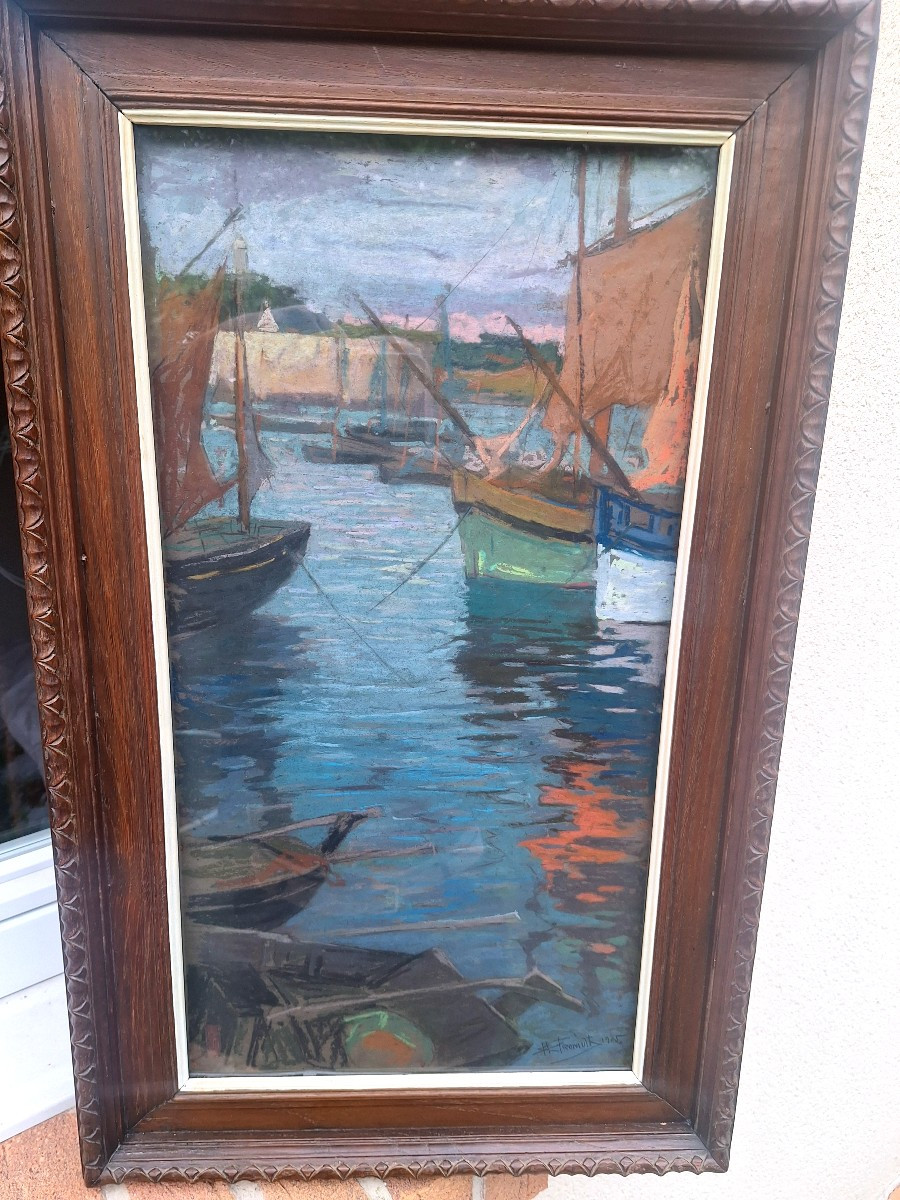 Charles Fromuth " bateaux dans le port de Concarneau" Bretagne