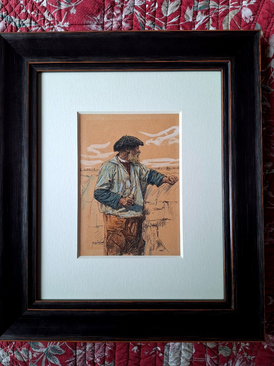 Henri Guinier  " Pêcheur Breton à la pipe" Bretagne