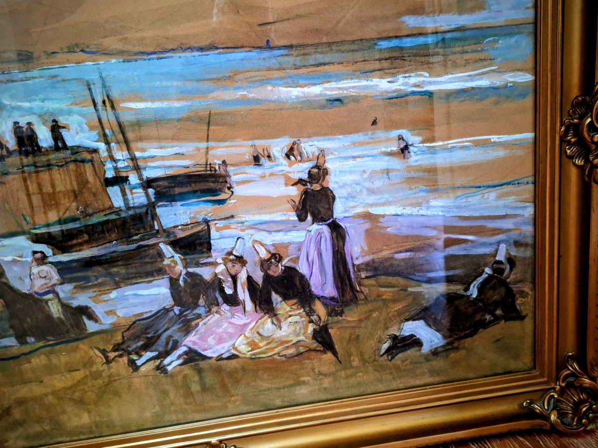 Lucien Simon " plage animée" Bretagne-photo-2