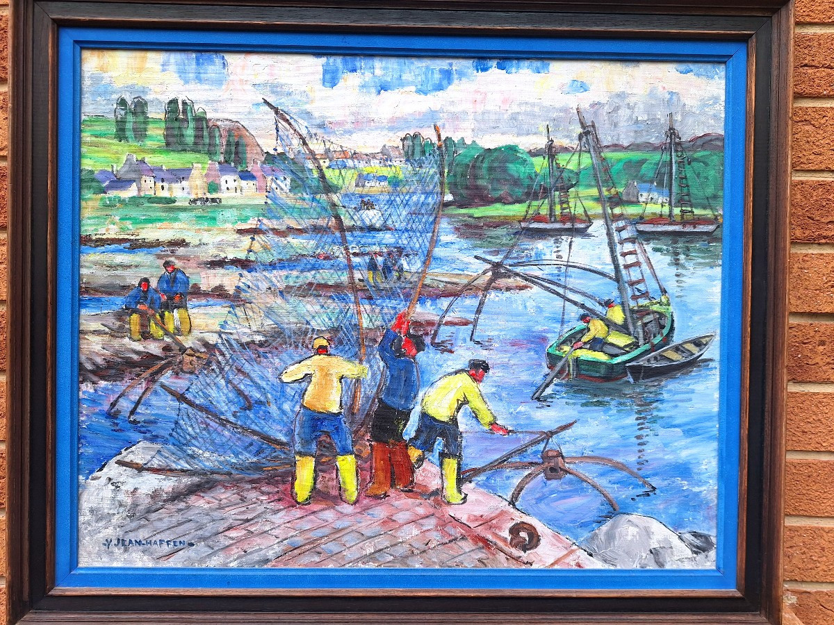 Yvonne Jean Haffen "fishing With A Square Net, Near Dinan" Brittany