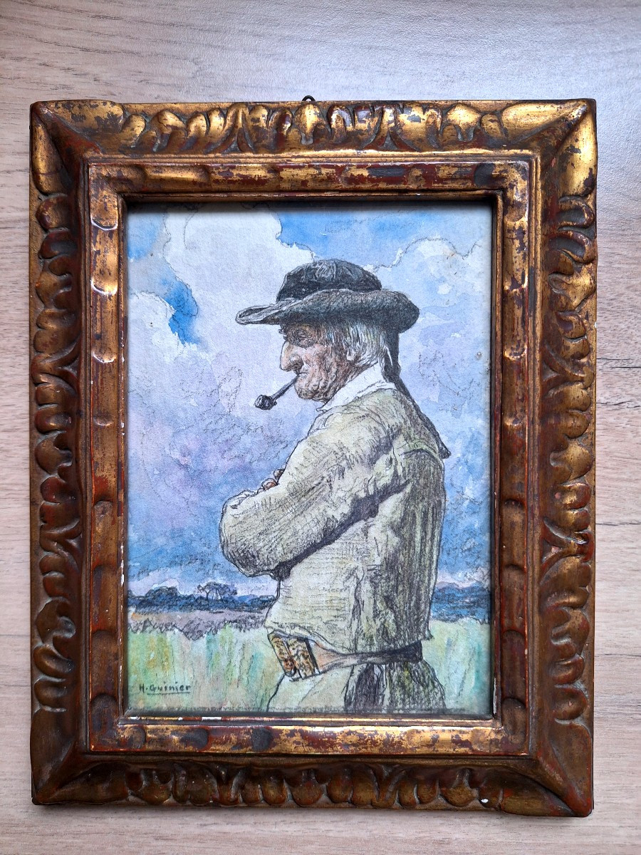 Henri Guinier  "  Breton à la pipe" Bretagne